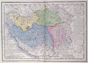 Carte de la Vendée représentant la zone de la révolte vendéenne (1793-96) en mars 1793